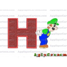 Luigi Super Mario Applique 02 Embroidery Design With Alphabet H