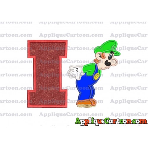 Luigi Super Mario Applique 02 Embroidery Design With Alphabet I