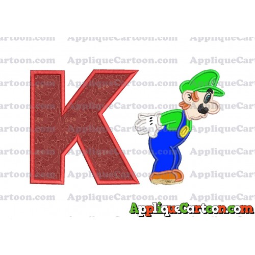 Luigi Super Mario Applique 02 Embroidery Design With Alphabet K