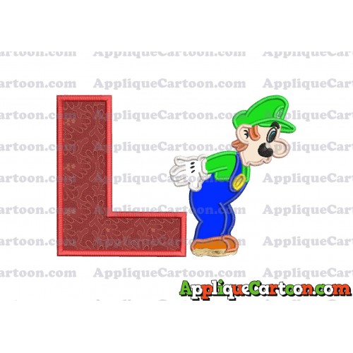 Luigi Super Mario Applique 02 Embroidery Design With Alphabet L