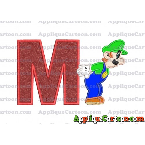 Luigi Super Mario Applique 02 Embroidery Design With Alphabet M