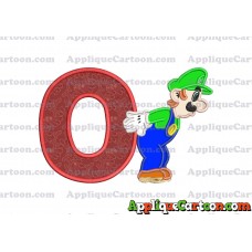 Luigi Super Mario Applique 02 Embroidery Design With Alphabet O