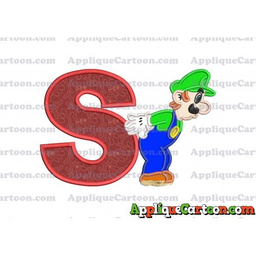Luigi Super Mario Applique 02 Embroidery Design With Alphabet S