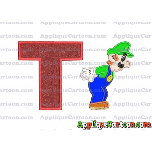 Luigi Super Mario Applique 02 Embroidery Design With Alphabet T