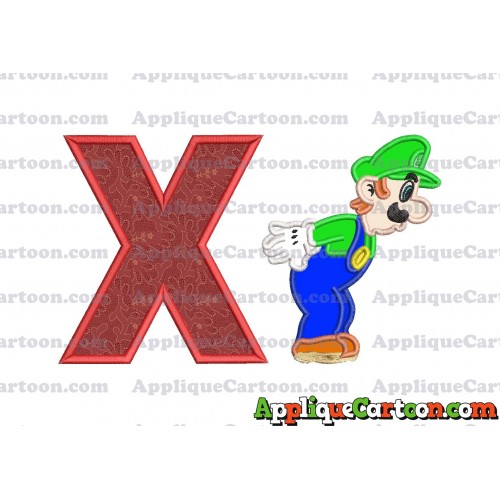 Luigi Super Mario Applique 02 Embroidery Design With Alphabet X