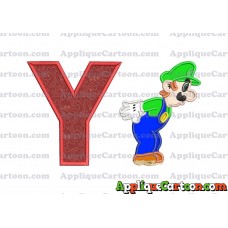 Luigi Super Mario Applique 02 Embroidery Design With Alphabet Y