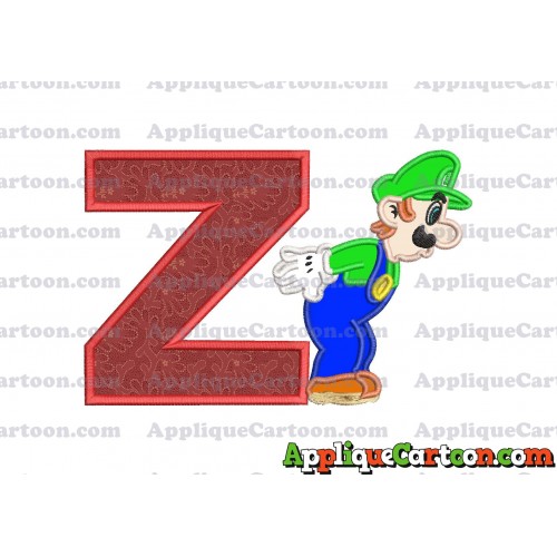 Luigi Super Mario Applique 02 Embroidery Design With Alphabet Z