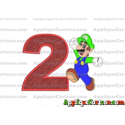 Luigi Super Mario Applique 03 Embroidery Design Birthday Number 2