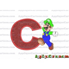 Luigi Super Mario Applique 03 Embroidery Design With Alphabet C