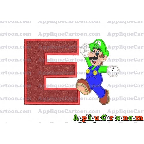 Luigi Super Mario Applique 03 Embroidery Design With Alphabet E