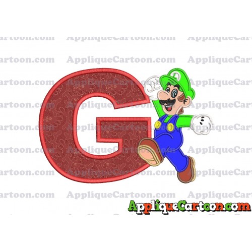Luigi Super Mario Applique 03 Embroidery Design With Alphabet G
