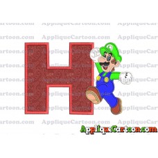 Luigi Super Mario Applique 03 Embroidery Design With Alphabet H