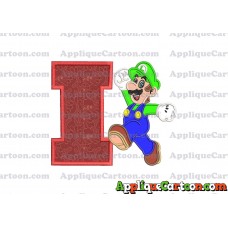 Luigi Super Mario Applique 03 Embroidery Design With Alphabet I