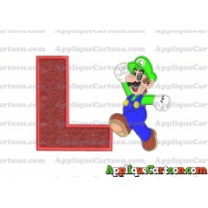 Luigi Super Mario Applique 03 Embroidery Design With Alphabet L