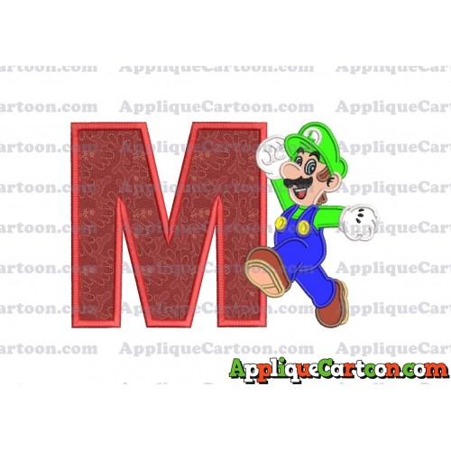 Luigi Super Mario Applique 03 Embroidery Design With Alphabet M