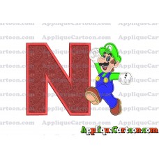 Luigi Super Mario Applique 03 Embroidery Design With Alphabet N