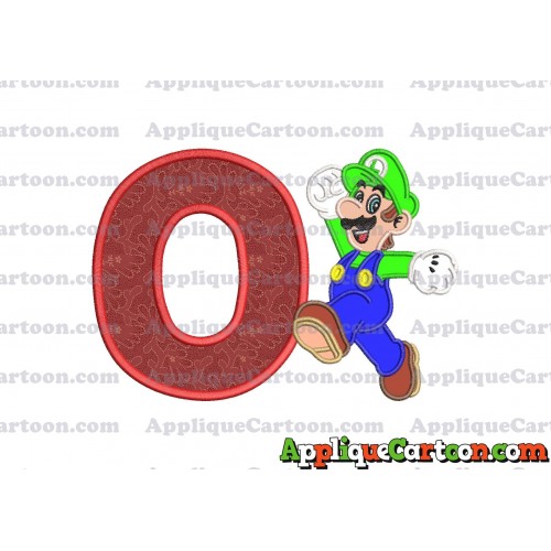 Luigi Super Mario Applique 03 Embroidery Design With Alphabet O