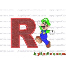 Luigi Super Mario Applique 03 Embroidery Design With Alphabet R