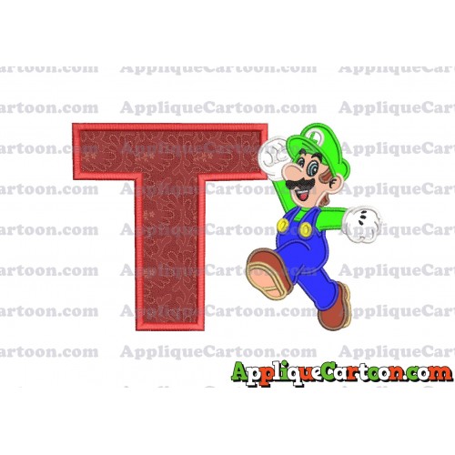 Luigi Super Mario Applique 03 Embroidery Design With Alphabet T