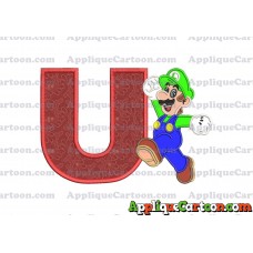 Luigi Super Mario Applique 03 Embroidery Design With Alphabet U