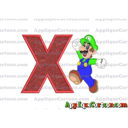 Luigi Super Mario Applique 03 Embroidery Design With Alphabet X