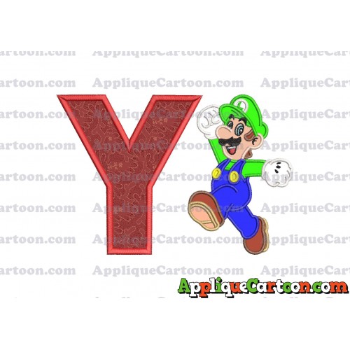 Luigi Super Mario Applique 03 Embroidery Design With Alphabet Y