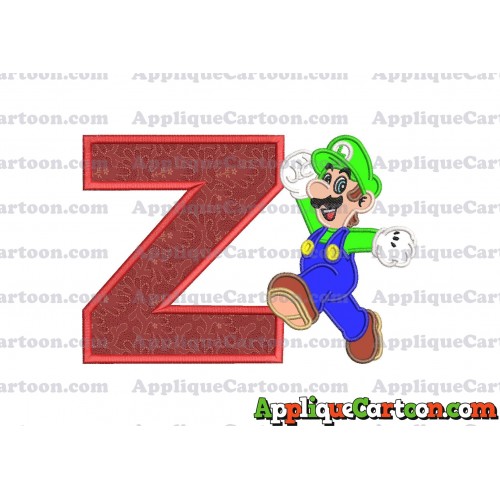 Luigi Super Mario Applique 03 Embroidery Design With Alphabet Z