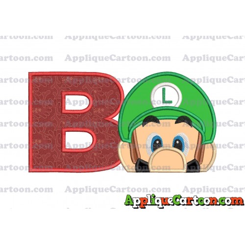 Luigi Super Mario Head 02 Applique Embroidery Design With Alphabet B