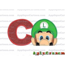 Luigi Super Mario Head 02 Applique Embroidery Design With Alphabet C