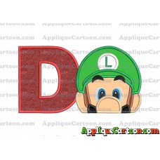 Luigi Super Mario Head 02 Applique Embroidery Design With Alphabet D