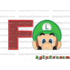 Luigi Super Mario Head 02 Applique Embroidery Design With Alphabet F