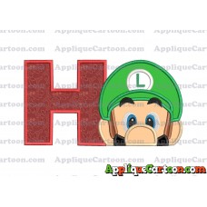 Luigi Super Mario Head 02 Applique Embroidery Design With Alphabet H