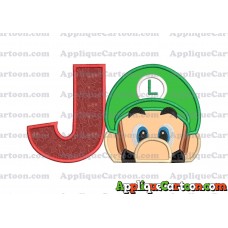 Luigi Super Mario Head 02 Applique Embroidery Design With Alphabet J