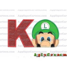 Luigi Super Mario Head 02 Applique Embroidery Design With Alphabet K