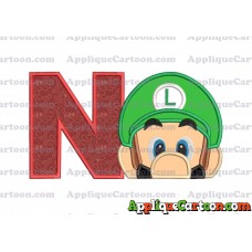 Luigi Super Mario Head 02 Applique Embroidery Design With Alphabet N