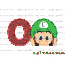 Luigi Super Mario Head 02 Applique Embroidery Design With Alphabet O