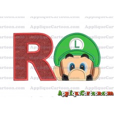 Luigi Super Mario Head 02 Applique Embroidery Design With Alphabet R