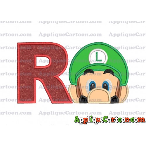Luigi Super Mario Head 02 Applique Embroidery Design With Alphabet R