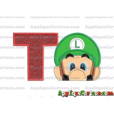Luigi Super Mario Head 02 Applique Embroidery Design With Alphabet T