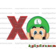 Luigi Super Mario Head 02 Applique Embroidery Design With Alphabet X