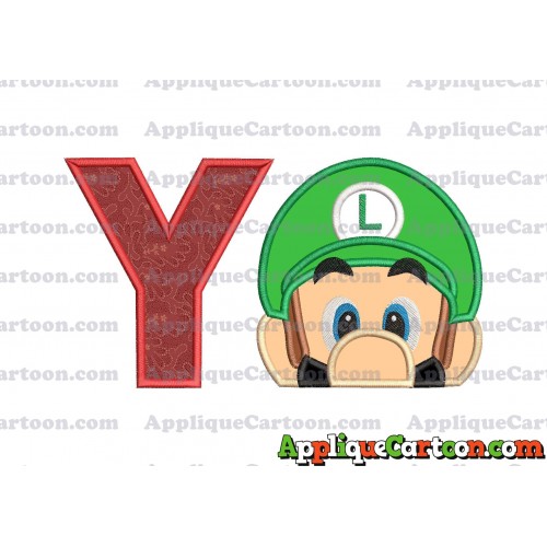 Luigi Super Mario Head 02 Applique Embroidery Design With Alphabet Y