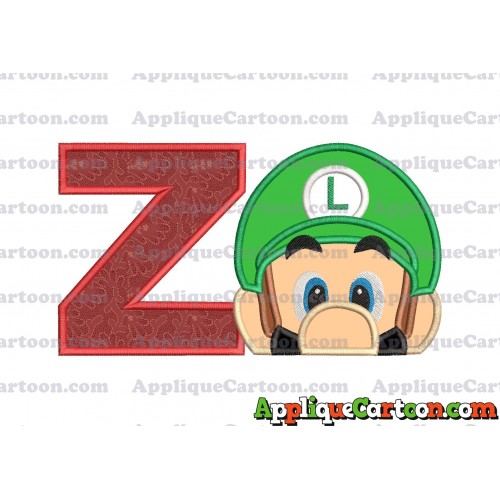 Luigi Super Mario Head 02 Applique Embroidery Design With Alphabet Z