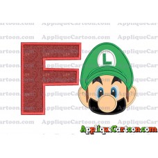 Luigi Super Mario Head Applique Embroidery Design 02 With Alphabet F