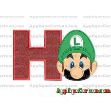 Luigi Super Mario Head Applique Embroidery Design 02 With Alphabet H