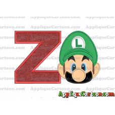 Luigi Super Mario Head Applique Embroidery Design 02 With Alphabet Z