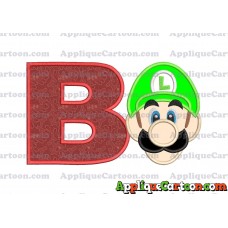 Luigi Super Mario Head Applique Embroidery Design With Alphabet B