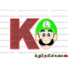 Luigi Super Mario Head Applique Embroidery Design With Alphabet K