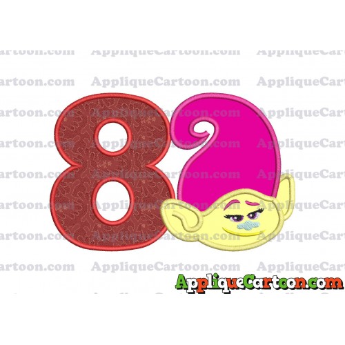Mandy Trolls Head Applique Embroidery Design Birthday Number 8