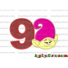 Mandy Trolls Head Applique Embroidery Design Birthday Number 9