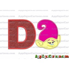 Mandy Trolls Head Applique Embroidery Design With Alphabet D